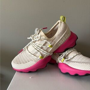 Sorel Off-White and Pink Athletic Shoes